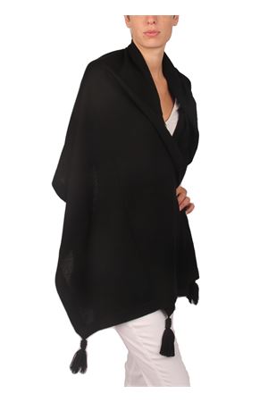 Stola in lana merino con nappe Art Tricot | 201602NERO